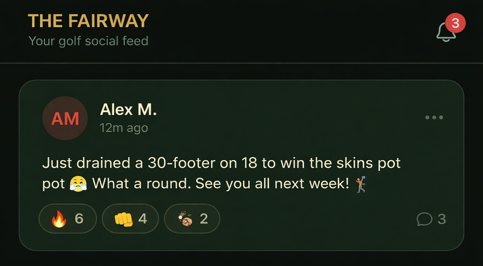 Social feed showing round results